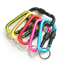 Load image into Gallery viewer, 6pcs D-Ring Screw Locking Carabiner Hook Clip Aluminum Camping Keychain