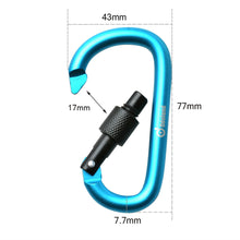 Load image into Gallery viewer, 6pcs D-Ring Screw Locking Carabiner Hook Clip Aluminum Camping Keychain