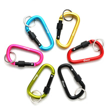 Load image into Gallery viewer, 6pcs D-Ring Screw Locking Carabiner Hook Clip Aluminum Camping Keychain