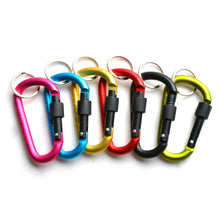 Load image into Gallery viewer, 6pcs D-Ring Screw Locking Carabiner Hook Clip Aluminum Camping Keychain
