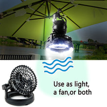 Load image into Gallery viewer, 2-in-1 18 LED Camping Light and Ceiling Fan Outdoor Hiking Flashlight