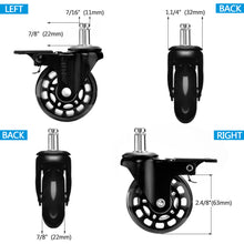 Load image into Gallery viewer, 5Pcs Replacement Office Chair Casters with Brake Wheels Smooth Quiet