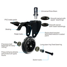 Load image into Gallery viewer, 5Pcs Replacement Office Chair Casters with Brake Wheels Smooth Quiet