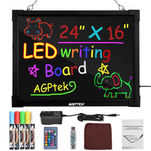 Load image into Gallery viewer, AGPtek 24"×16" LED Message Board Illuminated Erasable with Remote Control