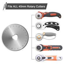 Load image into Gallery viewer, 45mm Rotary Cutter Blades Set (12 Pieces), AGPtek Rotary Replacement Blades for Quilting Scrapbooking Sewing Arts Crafts, Fits Fiskars, Olfa, Truecut, Martelli & More