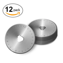 Load image into Gallery viewer, 45mm Rotary Cutter Blades Set (12 Pieces), AGPtek Rotary Replacement Blades for Quilting Scrapbooking Sewing Arts Crafts, Fits Fiskars, Olfa, Truecut, Martelli & More