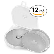 Load image into Gallery viewer, 45mm Rotary Cutter Blades Set (12 Pieces), AGPtek Rotary Replacement Blades for Quilting Scrapbooking Sewing Arts Crafts, Fits Fiskars, Olfa, Truecut, Martelli & More