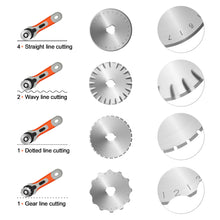 Load image into Gallery viewer, 45mm Rotary Cutter 8 Replacement Blades for Cutting Fabric Papers Foams Leathers