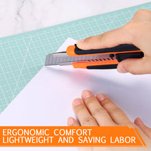 Load image into Gallery viewer, AGPtEK 12 Packs Utility Knife 18mm Retractable Safety Box Cutter with 12 Extra Spare Blades for Paper Tape Cardboard