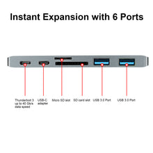 Load image into Gallery viewer, 6 in 1 Type-C USB-C Hub Adapter Dual USB 3.0 Port Thunderbolt 3 for MacBook Pro