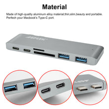 Load image into Gallery viewer, 6 in 1 Type-C USB-C Hub Adapter Dual USB 3.0 Port Thunderbolt 3 for MacBook Pro