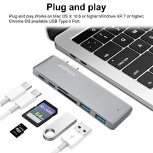 Load image into Gallery viewer, 6 in 1 Type-C USB-C Hub Adapter Dual USB 3.0 Port Thunderbolt 3 for MacBook Pro