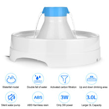 Load image into Gallery viewer, Ownpets® Pets Drinking Fountain, Active Oxygen Cycle Two Drinking Area 3L/0.8Gallon Capacity