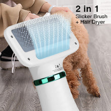 Load image into Gallery viewer, 2 In 1 Pet Hair Dryer Blower Slicker Brush Portable Dog Cat Grooming Low Noise