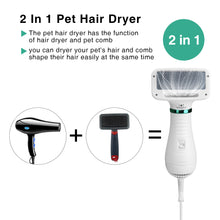 Load image into Gallery viewer, 2 In 1 Pet Hair Dryer Blower Slicker Brush Portable Dog Cat Grooming Low Noise