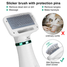 Load image into Gallery viewer, 2 In 1 Pet Hair Dryer Blower Slicker Brush Portable Dog Cat Grooming Low Noise