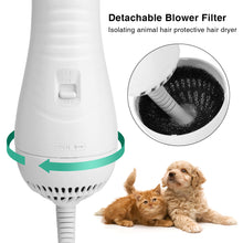 Load image into Gallery viewer, 2 In 1 Pet Hair Dryer Blower Slicker Brush Portable Dog Cat Grooming Low Noise
