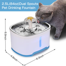 Load image into Gallery viewer, 84oz/2.5L Pet Water Dispenser Fountain Cat Dog LED Light Drinking 2 Spray Heads