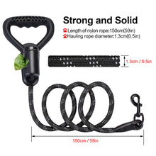 Load image into Gallery viewer, Ownpets Reflective Dog Leash 5ft Hands-Free with Waste Bag Dispenser for Large & Medium Dogs for Running Training Hiking