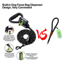 Load image into Gallery viewer, Ownpets Reflective Dog Leash 5ft Hands-Free with Waste Bag Dispenser for Large & Medium Dogs for Running Training Hiking