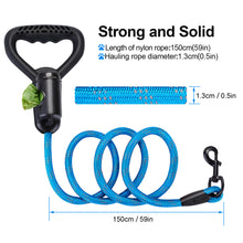 Load image into Gallery viewer, Ownpets Reflective Dog Leash 5ft Hands-Free With Waste Bag Dispenser Blue