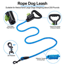 Load image into Gallery viewer, Ownpets Reflective Dog Leash 5ft Hands-Free With Waste Bag Dispenser Blue