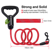 Load image into Gallery viewer, Reflective Durable 2 In1 Dog Leash 5ft Hands-Free Waste Bag Dispenser for Training Hiking Red