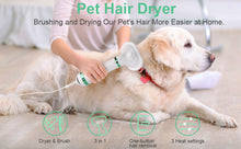 Load image into Gallery viewer, Ownpets 2 in 1 Pet Hair Dryer Portable with Slicker Brush Adjustable Temperature & Fast-Drying Towel for Dogs Cats