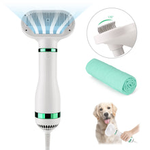 Load image into Gallery viewer, Ownpets 2 in 1 Pet Hair Dryer Portable with Slicker Brush Adjustable Temperature & Fast-Drying Towel for Dogs Cats