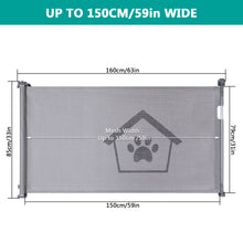 Load image into Gallery viewer, Ownpets Retractable Baby Gate 33 Inches Tall, Extends to 59 Inches wide, Mesh Retractable Dog Gate for Indoor and Outdoor Use (Grey)