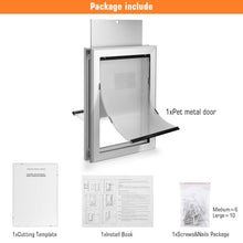 Load image into Gallery viewer, Ownpets Weatherproof Dog Door, Double-Flaps Aluminum Pet Door,Larger Size Outline 20.2”x14.2”/Inner11.6” x 16.8”,With Magnetic Flap And Safety Guard,Strong & Durable Pet Entry Door for Dogs Up to 110lbs