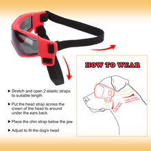 Load image into Gallery viewer, Ownpets Googles for Dogs, Pet UV Snow Wind Dust Protection Glasses Adjustable Strap Safety Red, Sunglasses for Small and Medium Dog