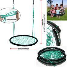Load image into Gallery viewer, Green 40" Disc Swings Seat Flying Saucer Tree Rope Web Net Playground Backyard