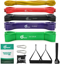 Load image into Gallery viewer, ODOLAND 5Pack Pull-Up Resistance Loop Bands for Stretching Power Lifting & Daily Workout