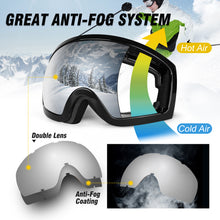 Load image into Gallery viewer, Grey OTG Ski Goggles Double Lens Anti-fog Winter Windproof UV400 Eyewear for Adult