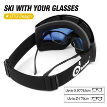 Load image into Gallery viewer, Blue OTG Ski Goggles Double Lens Anti-fog Winter Windproof UV400 Eyewear for Adult