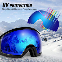 Load image into Gallery viewer, Blue OTG Ski Goggles Double Lens Anti-fog Winter Windproof UV400 Eyewear for Adult