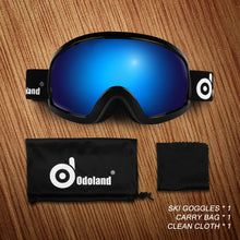Load image into Gallery viewer, Blue OTG Ski Goggles Double Lens Anti-fog Winter Windproof UV400 Eyewear for Adult