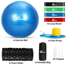 Load image into Gallery viewer, Sports Yoga Ball Foam Roller Resistance Bands Loop Kit Fitness Muscle Training