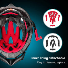 Load image into Gallery viewer, IMAGE Cycling Helmet for Road Racing, Adjustable Lightweight Breathable CPSC  Mountain Bicycle Helmet with 1 Detachable Visor 2 Inner Linings for Adult Youth Children Riding Matte Black