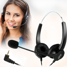 Load image into Gallery viewer, 2.5mm Dual Headset for Cordless Phones 6FT Hands-Free Noise Cancelling Monaural Headset