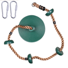 Load image into Gallery viewer, Tree Swing Set Climbing Rope with Platform & Disc Swing Seat Green