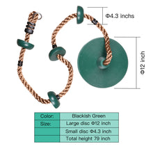 Load image into Gallery viewer, Tree Swing Set Climbing Rope with Platform & Disc Swing Seat Green