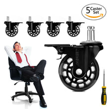 Load image into Gallery viewer, 5Pcs Replacement Office Chair Casters with Brake Wheels Smooth Quiet