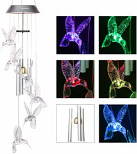 Load image into Gallery viewer, Solar Color Changing LED Hummingbird Wind Chimes Light Tubes Bells Lamp Outdoor