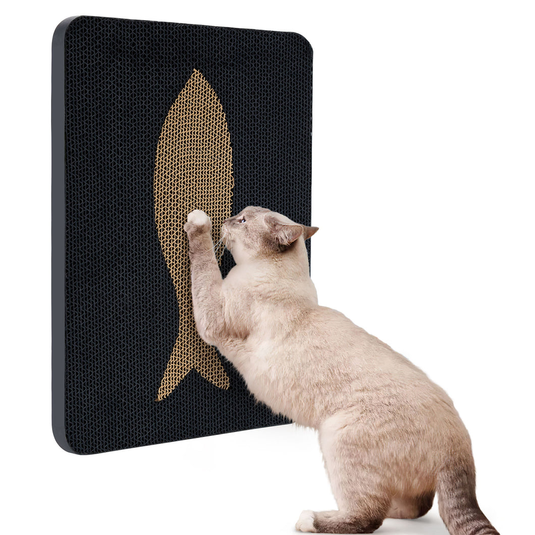 Ownpets Wall-Mounted Cat Scratcher – Vertical Cat Scratch Pad, Cute Furniture Protector for Wall, Glass, Wood & Tile, Black