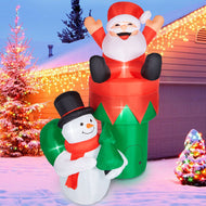 CAMULAND 6FT Santa Claus Boots and Snowmen Blow up Snow Man Yard Decor Built-in Bright LED Lights for Xmas Holiday Party Indoor Lawn Christmas Eve Decor