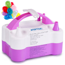 Load image into Gallery viewer, AGPtEK 110V 600W Electric Air Balloon Pump with Built-in Tying Tool, Purple &amp; White
