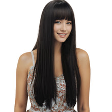 Load image into Gallery viewer, AGPtEK 23.6&quot; Long Straight with Flat Bangs Synthetic Hair Heat Resistant Fiber Hair Great for Women Party, Cosplay, Daily-Use and Festivals, Black
