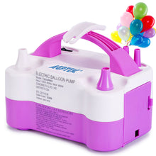 Load image into Gallery viewer, AGPtEK 110V 600W Electric Air Balloon Pump with Built-in Tying Tool, Purple &amp; White
